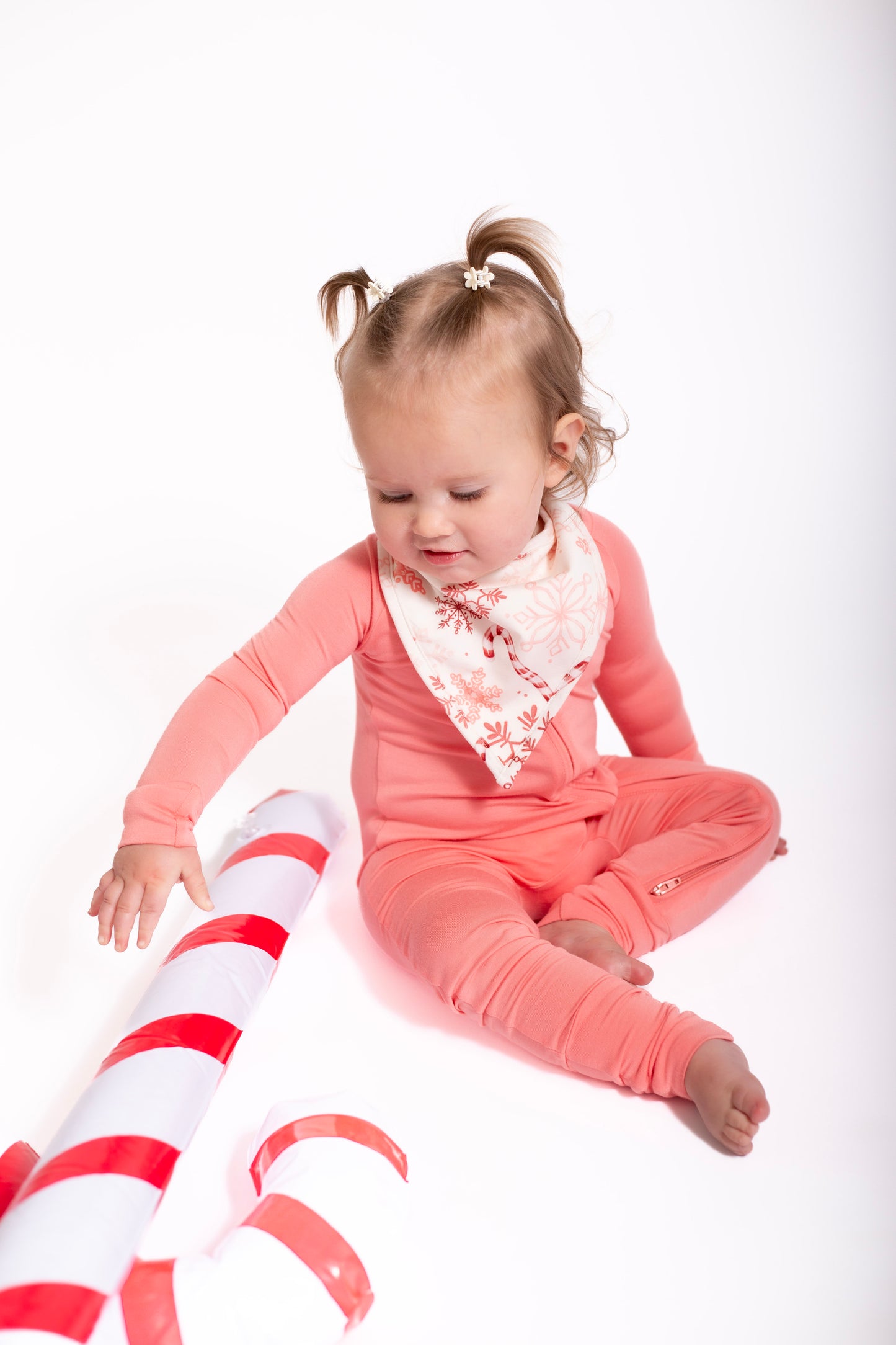 Lets Eat A Candy Cane: Bamboo Bib in Blue & Peach