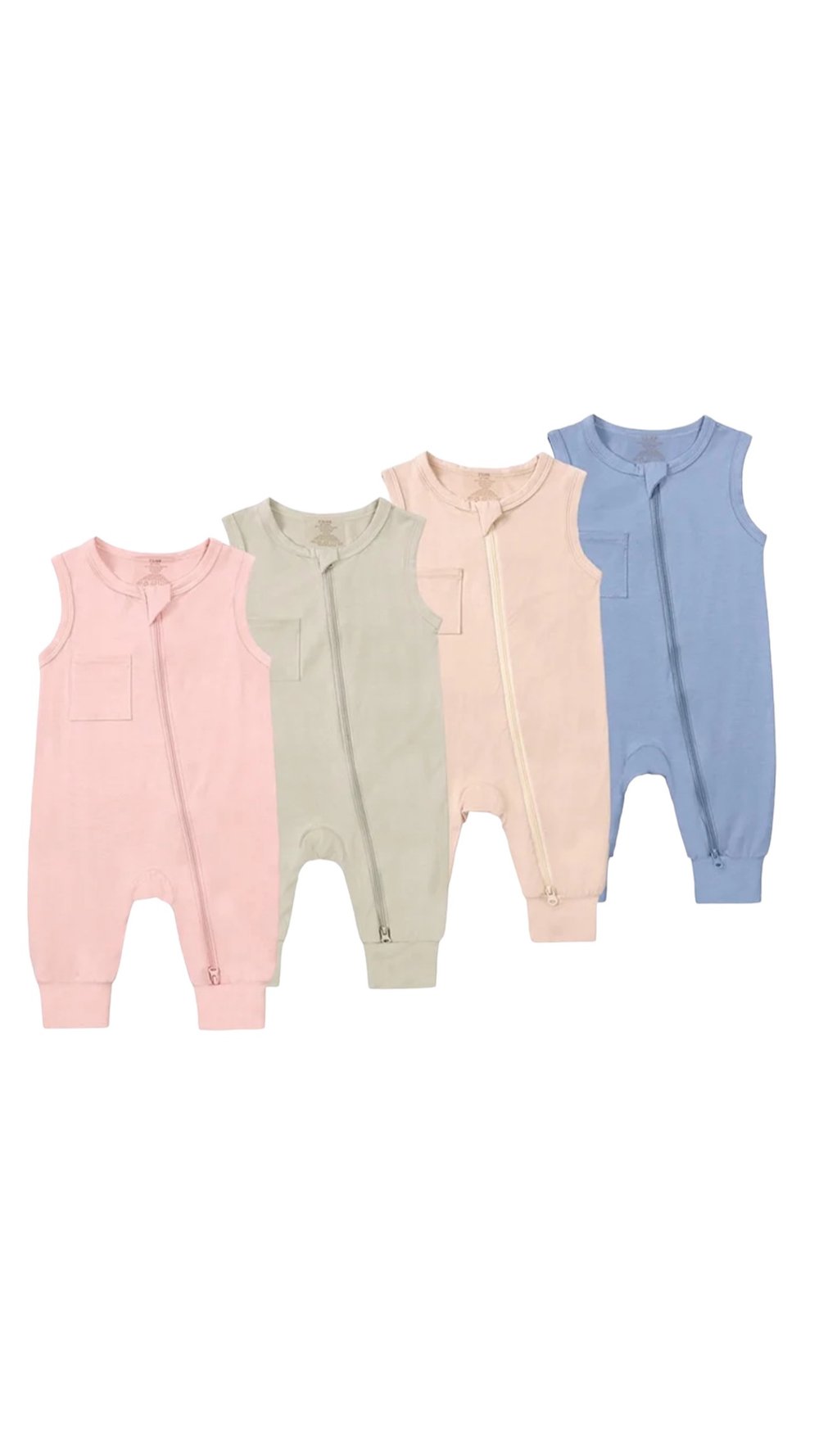 Sleeveless Baby Romper – Soft Bamboo Zip-Up for All Seasons
