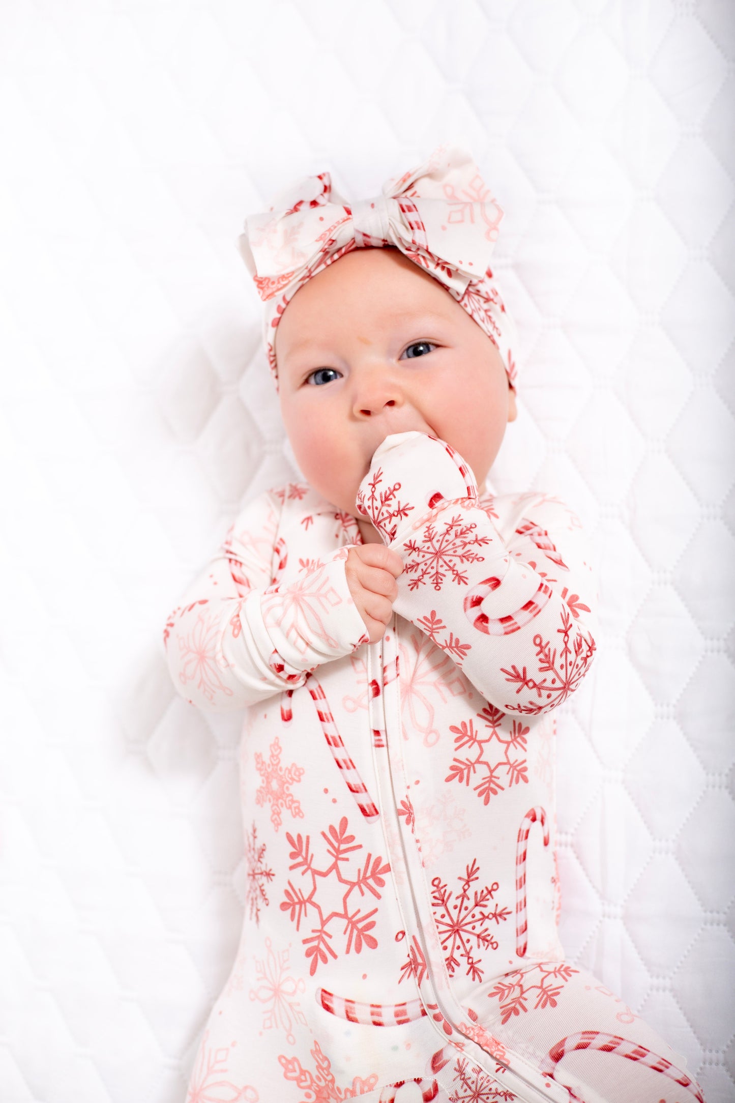 My First Candy Cane Hair Bow in Blue & Peach