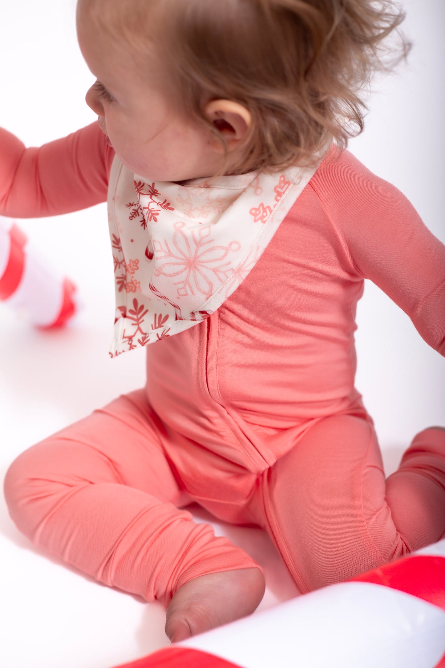 Lets Eat A Candy Cane: Bamboo Bib in Blue & Peach