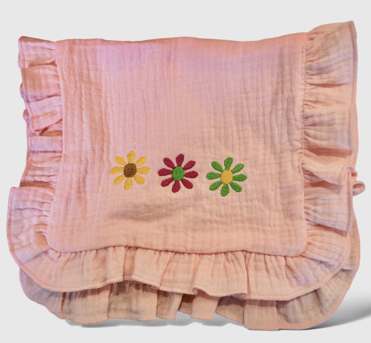 Personalized Ruffle Burp Cloth – Soft Muslin Baby Gift