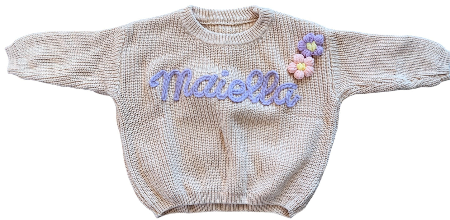 Hand Embroidered Personalized Baby Sweaters – Wool & Cashmere