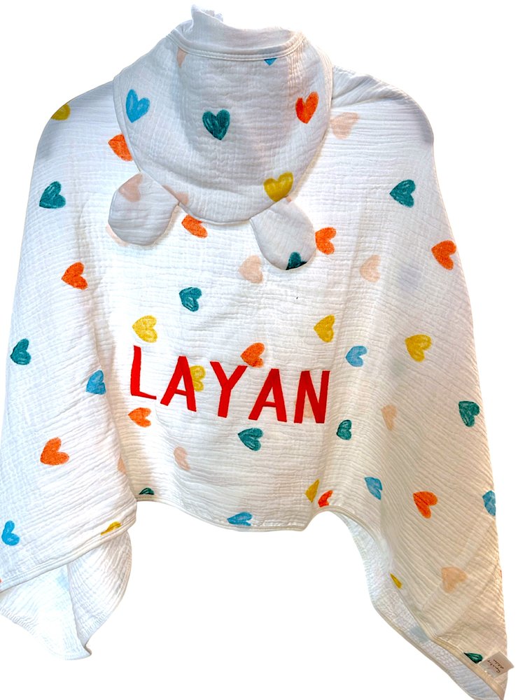 Personalized Girls Hooded Towel Cover-Up – Soft Muslin Cotton