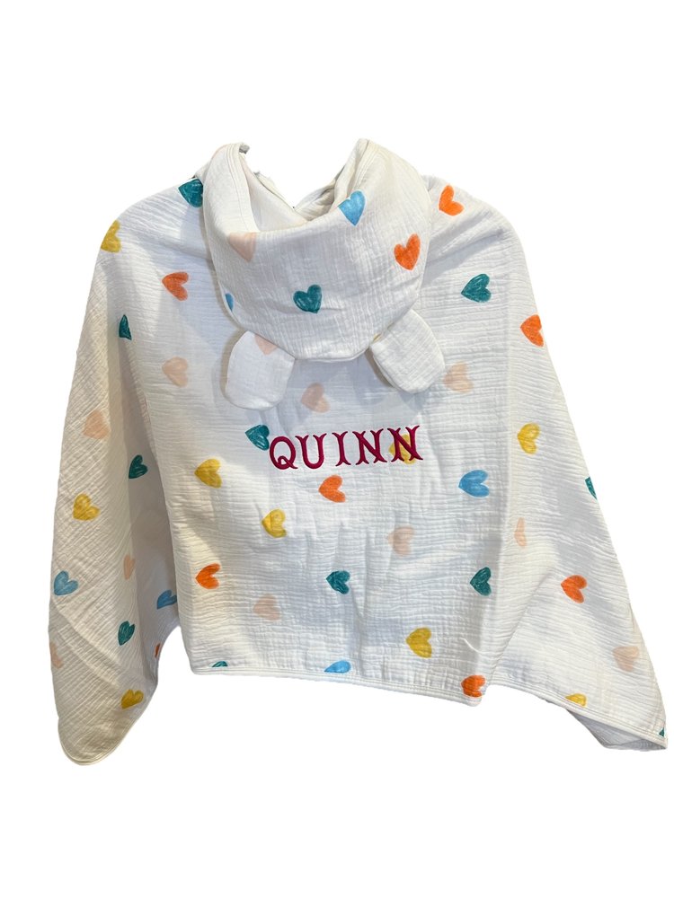 Personalized Girls Hooded Towel Cover-Up – Soft Muslin Cotton