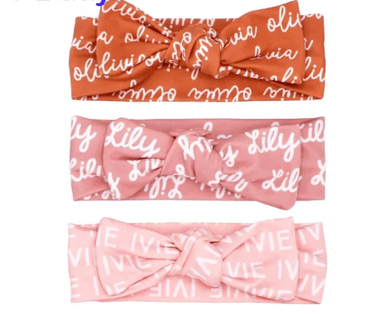 Newborn Baby Bows – 3-Pack Soft Headbands with Personalization
