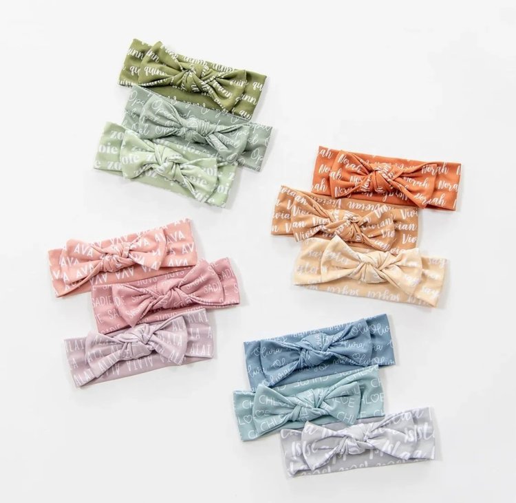 Newborn Baby Bows – 3-Pack Soft Headbands with Personalization