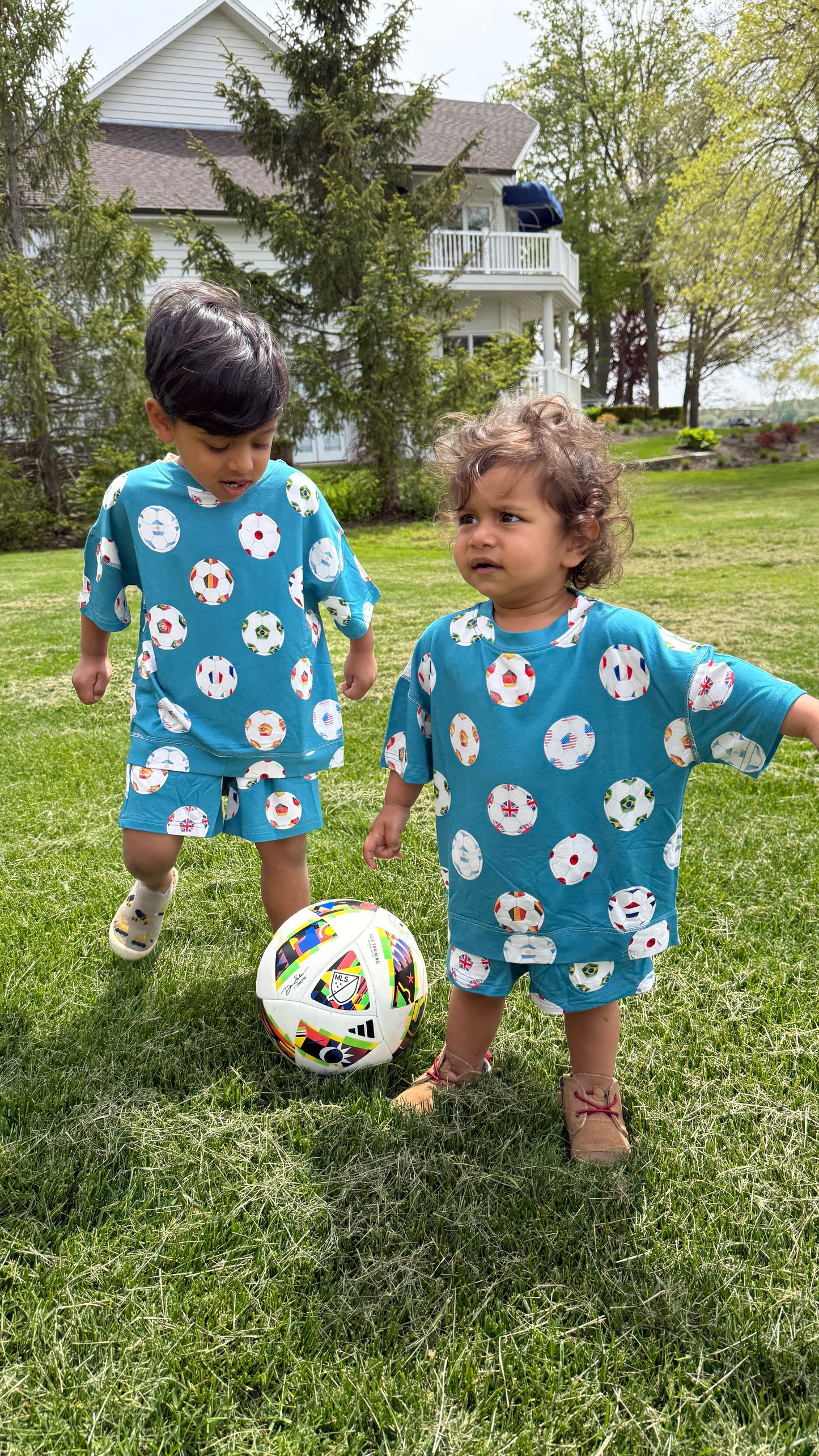 My First World Cup Bamboo Short Set for Toddlers & Kids | Oversized Tee + Drawstring Shorts