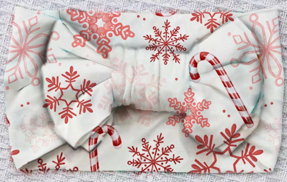 My First Candy Cane Hair Bow in Blue & Peach
