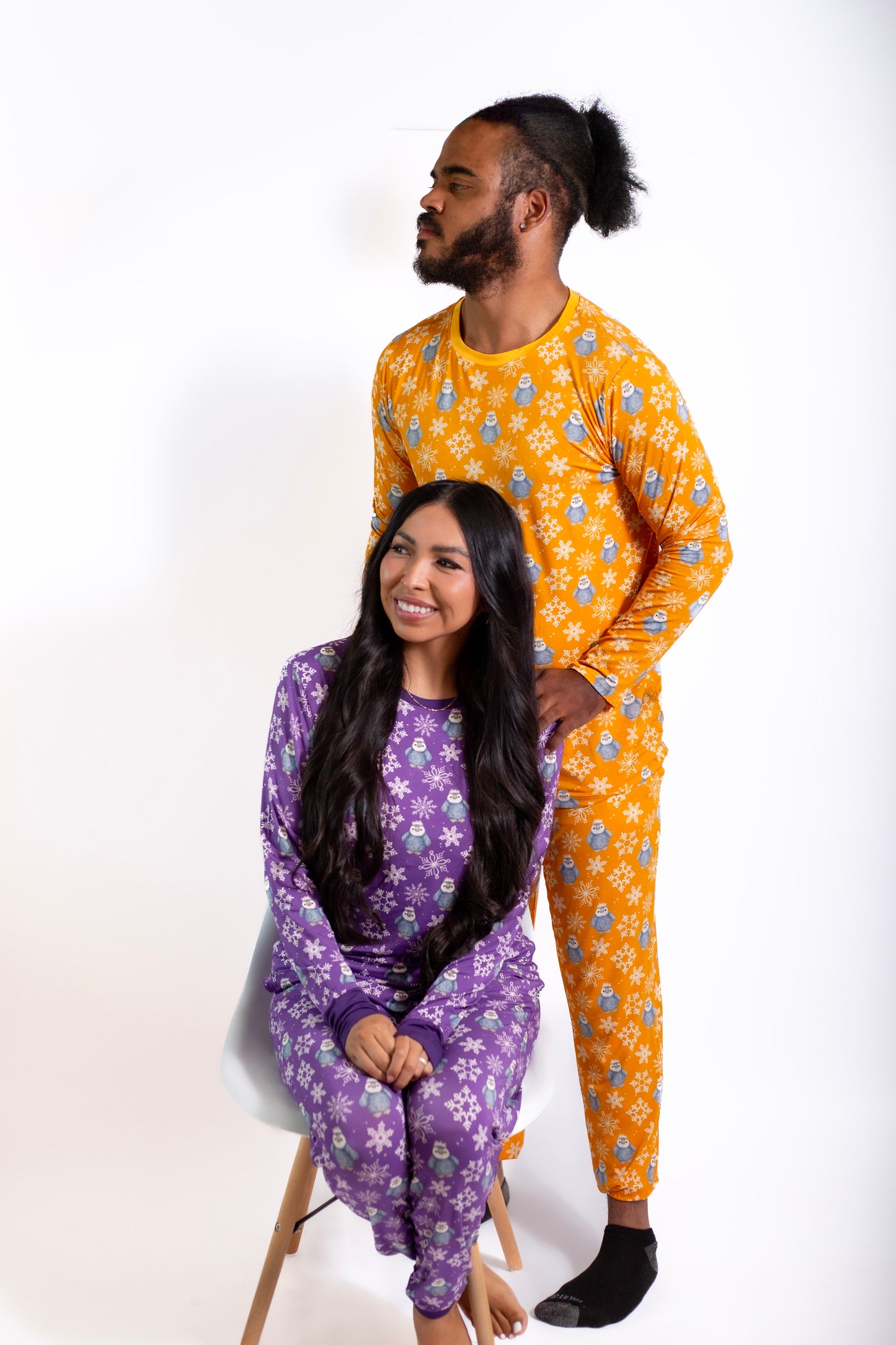 Lets Go Play In The Snow : Women 2 Piece Penguin Jogger Pajamas