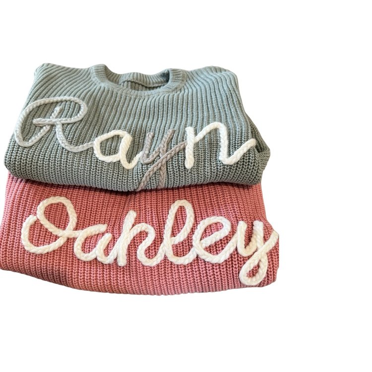 Hand Embroidered Personalized Baby Sweaters – Wool & Cashmere