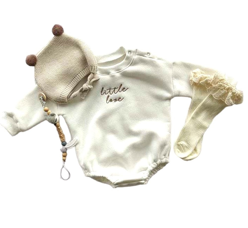 Little Love Girl Rompers – Cozy Fleece Onesie for Babies