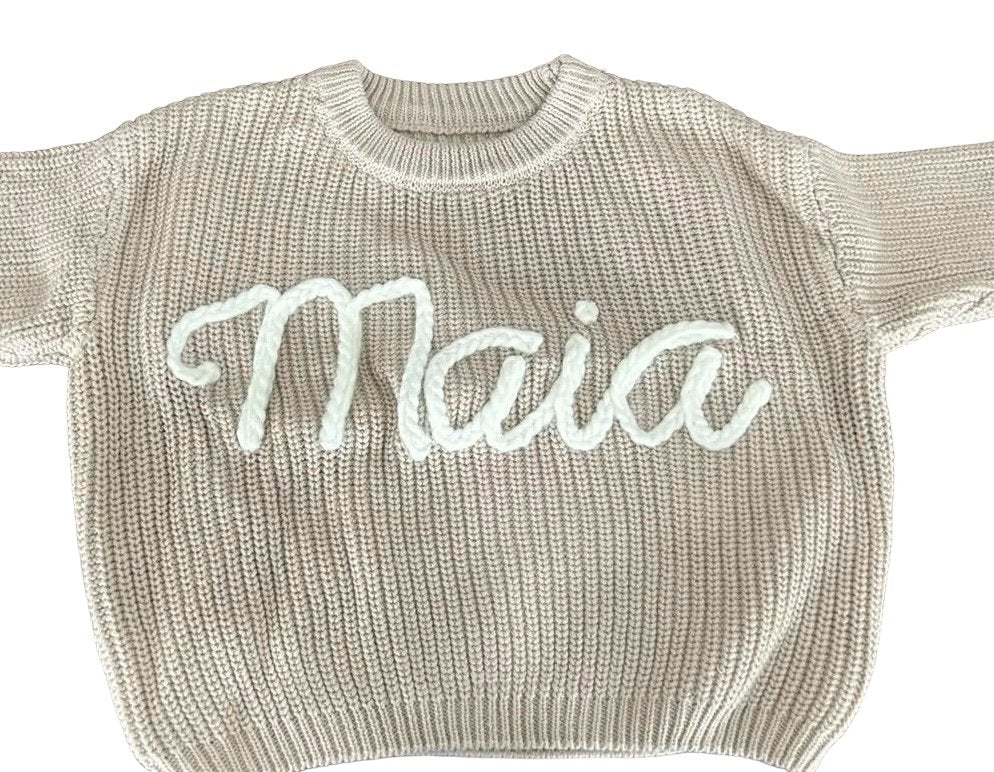 Hand Embroidered Personalized Baby Sweaters – Wool & Cashmere