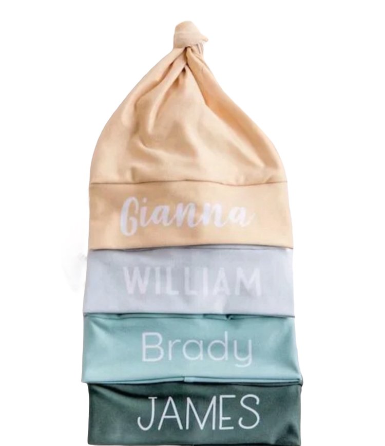 Personalized Newborn Hats – Custom Soft Baby Hats (Set of 4)
