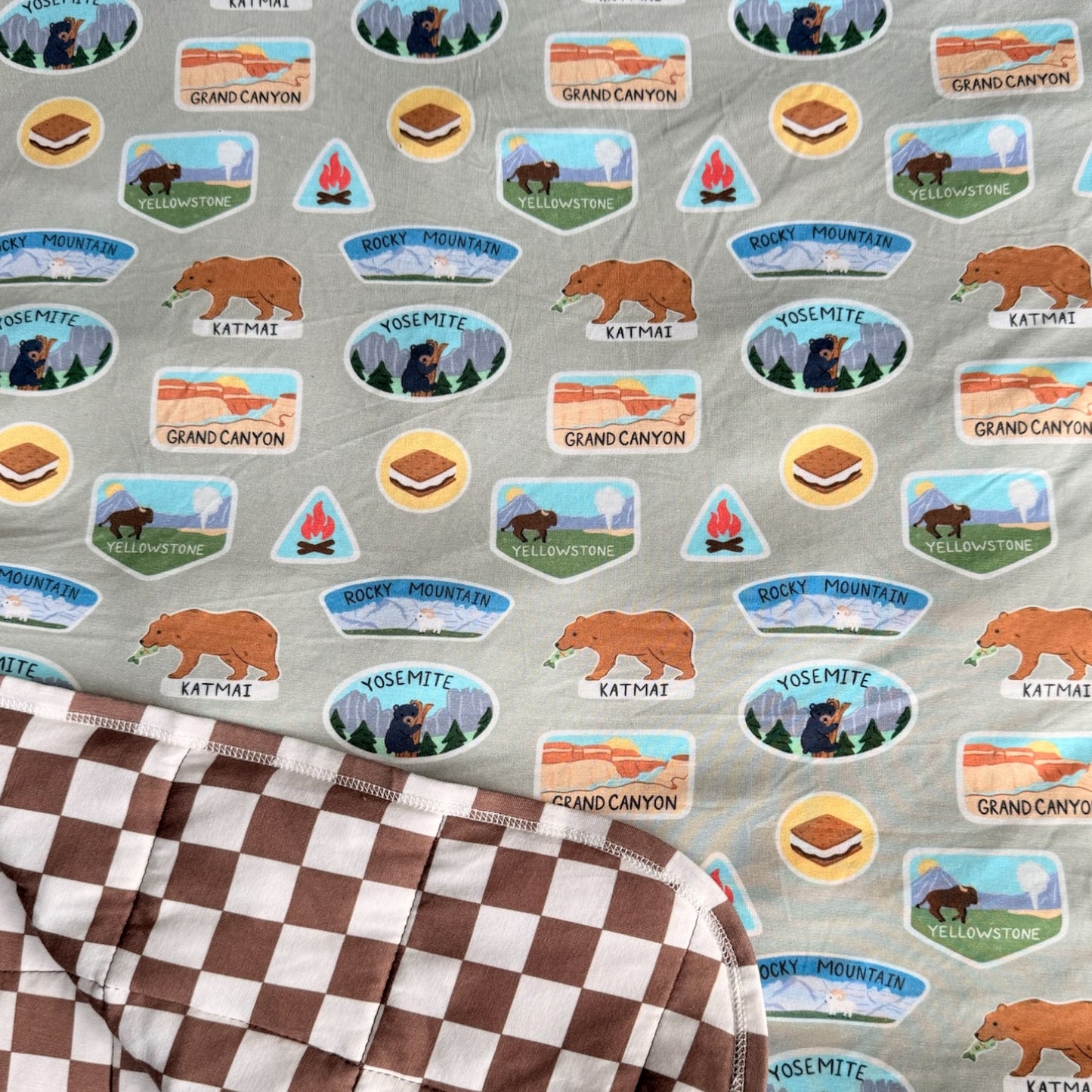 national park checkered bamboo soft toddler blanket