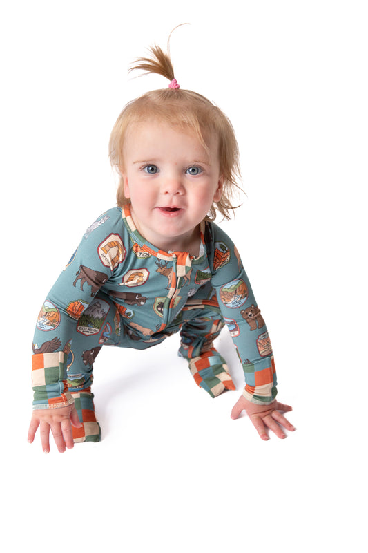 My First  National Parks Adventure Double Zip Onesie | Wildlife Baby Outfit | Rayn’s Tiny Stitches
