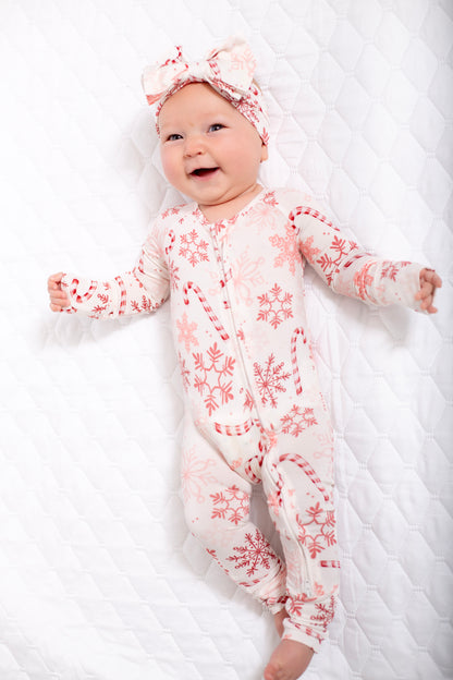 My First Candy Cane: Baby Zip Bamboo Onesie