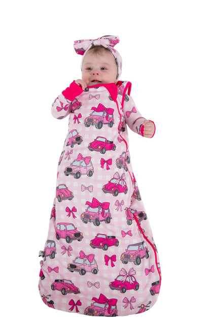 My First Pink Car Bamboo Sleep Sack | Baby Sleep Bag