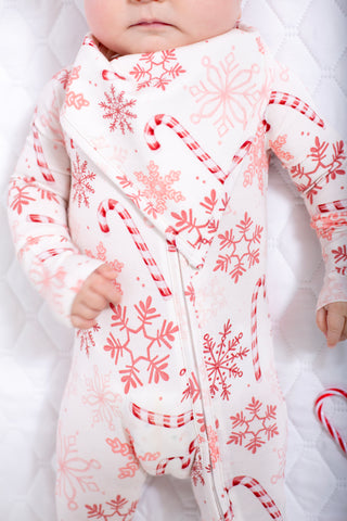 My First Candy Cane: Bamboo Bib in Blue & Peach