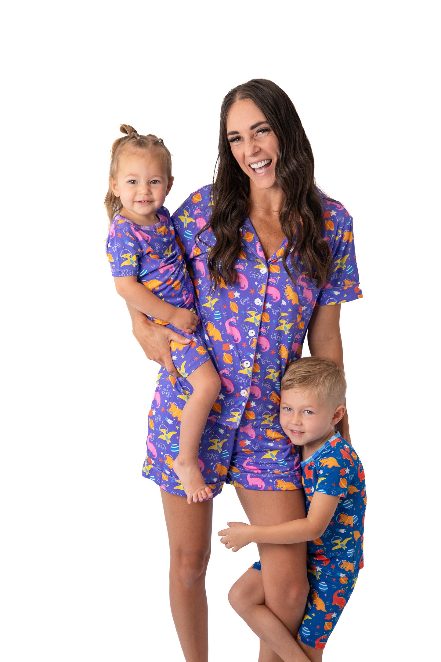 Girls’ Space Dinosaur Bamboo Two-Piece Shorts Set