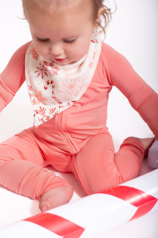 My First Candy Cane: Bamboo Bib in Blue & Peach