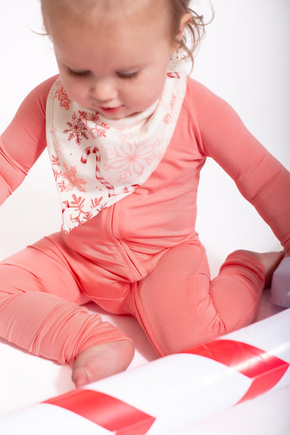 Lets Eat A Candy Cane: Bamboo Bib in Blue & Peach