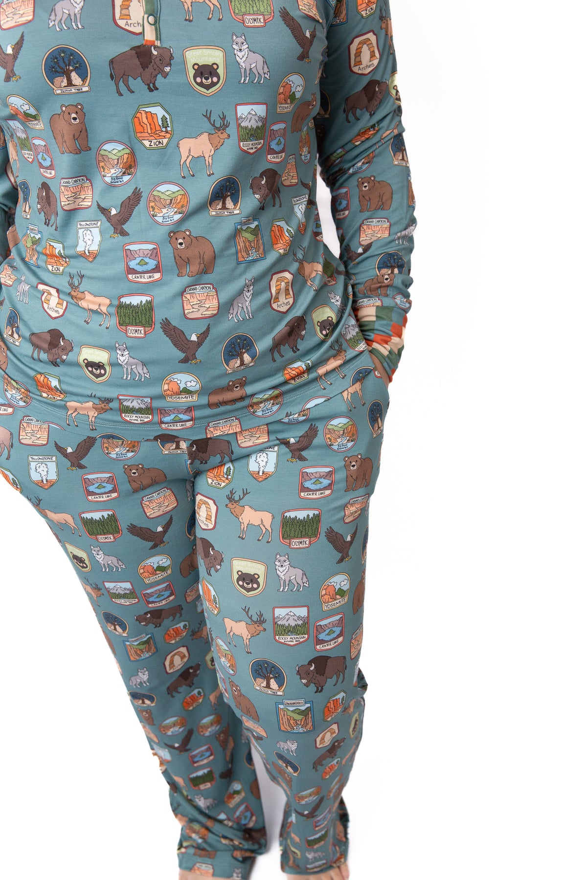 Women’s My First National Adventure Parks Long Sleeve Pajama Set | Wildlife Sleepwear | Rayn’s Tiny Stitches