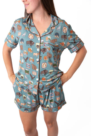Women’s My First National Parks Adventure 2-Piece Shorts Pajama Set | Rayn’s Tiny Stitches