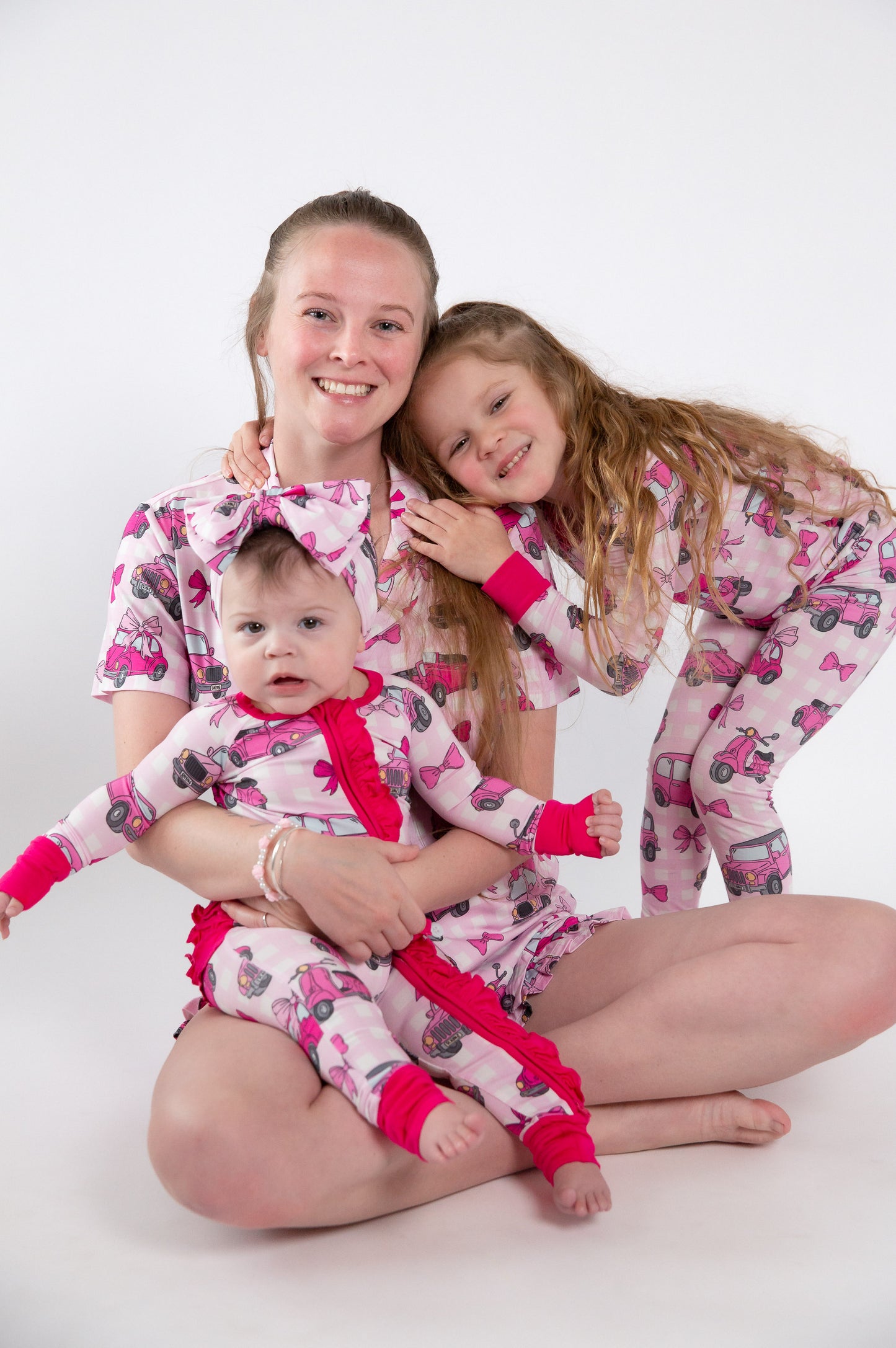 Pink Car Women’s Bamboo Pajama Set | Button Down