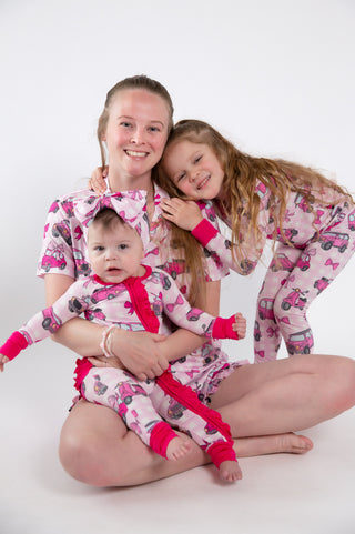 Pink Car Women’s Bamboo Pajama Set | Button Down