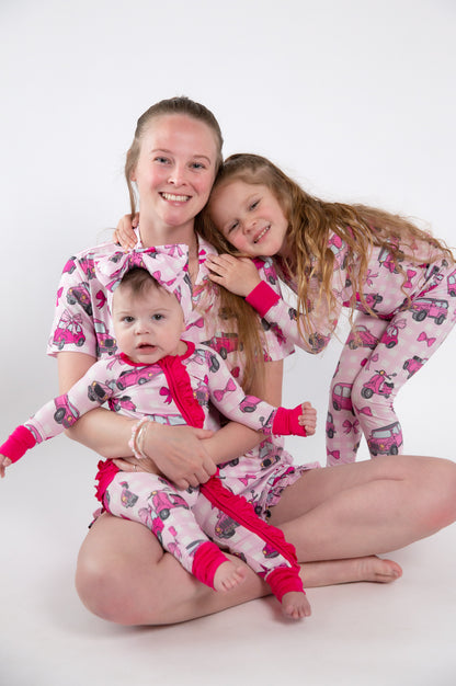Pink Car Women’s Bamboo Pajama Set | Button Down