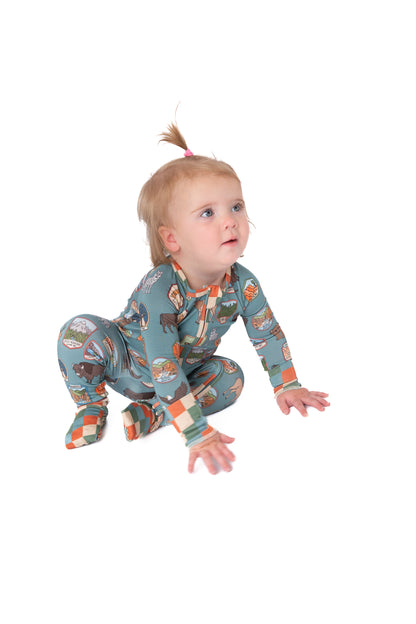 My First  National Parks Adventure Double Zip Onesie | Wildlife Baby Outfit | Rayn’s Tiny Stitches