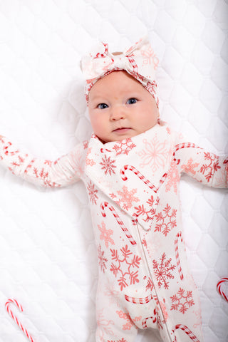 My First Candy Cane: Bamboo Bib in Blue & Peach