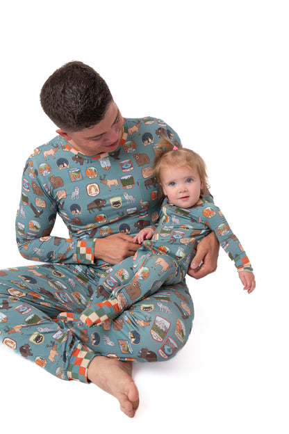 Men’s My First Adventure National Parks 2-Piece Pajama Set | Wildlife Sleepwear | Rayn’s Tiny Stitches