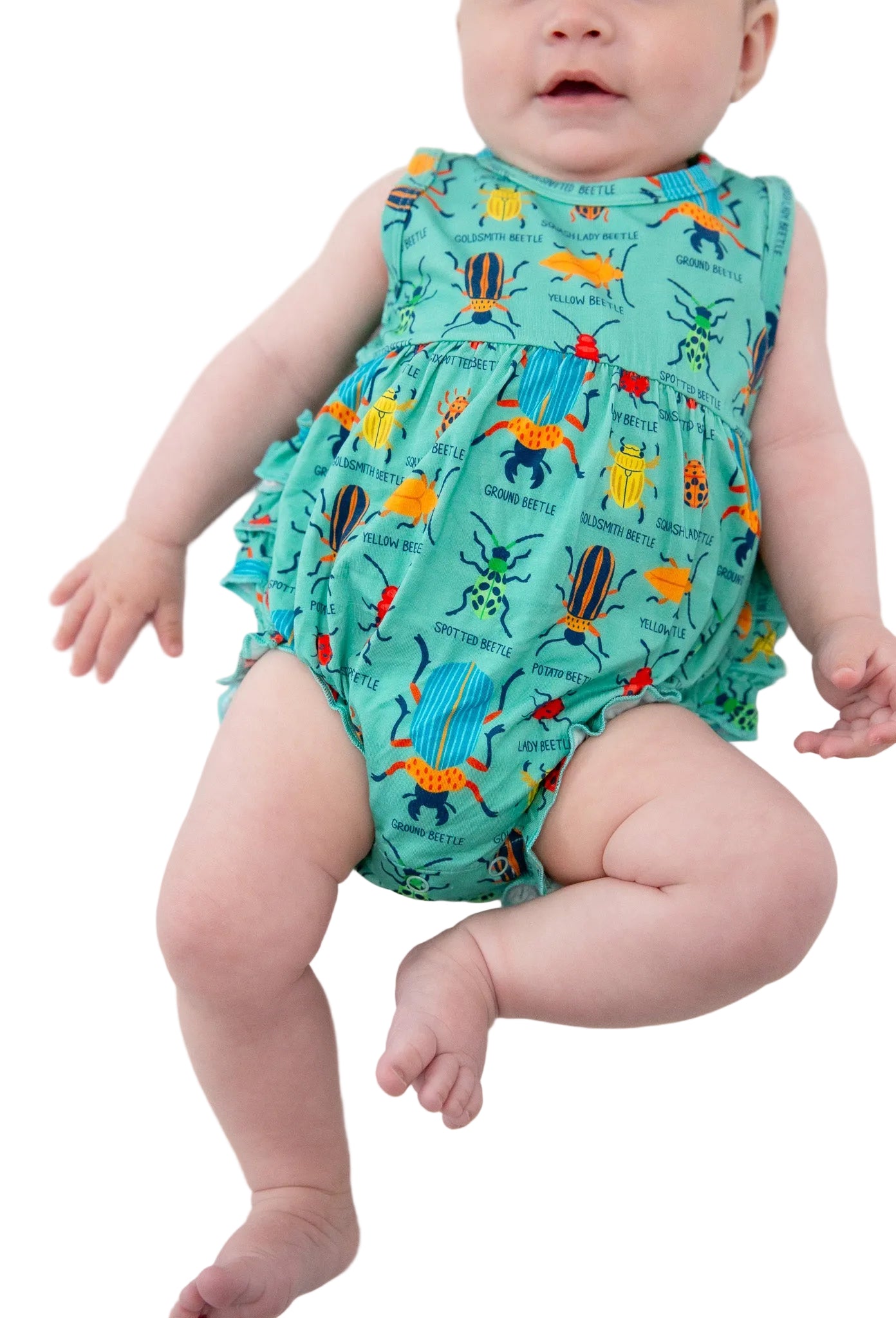 My First Beetle Bonanza™ Bamboo Ruffle Bubble Romper | Baby Girl Outfit