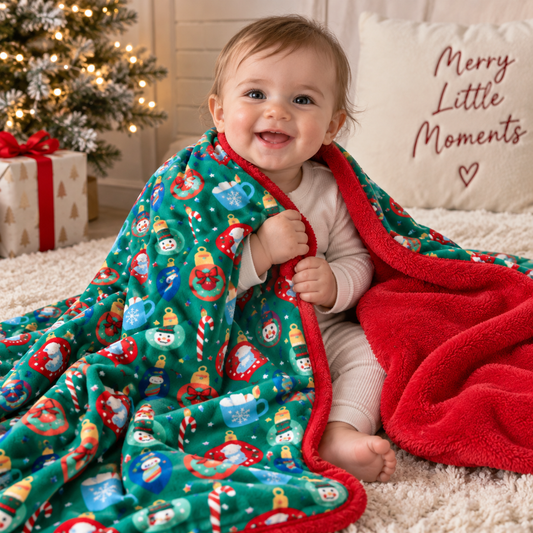 My First Christmas Toddler Bamboo Blanket: Ornament Design