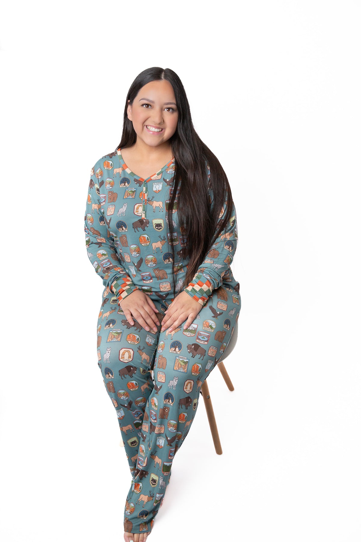Women’s My First National Adventure Parks Long Sleeve Pajama Set | Wildlife Sleepwear | Rayn’s Tiny Stitches