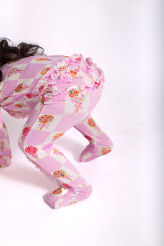 close up ruffle detail My First Love bamboo baby onesie