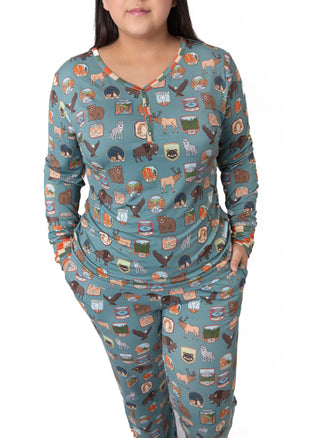 Women’s My First National Adventure Parks Long Sleeve Pajama Set | Wildlife Sleepwear | Rayn’s Tiny Stitches