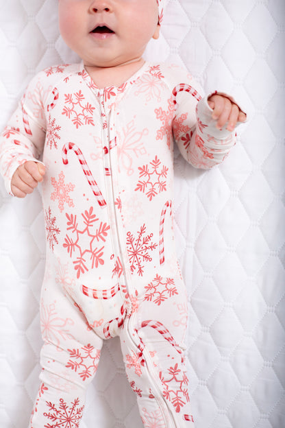 My First Candy Cane: Baby Zip Bamboo Onesie