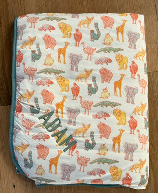 My First Zoo Trip Bamboo Blanket-Embroidered