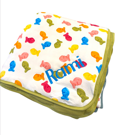 Fish Tank Dreams Personalized Toddler Blanket – Soft Bamboo Comfort