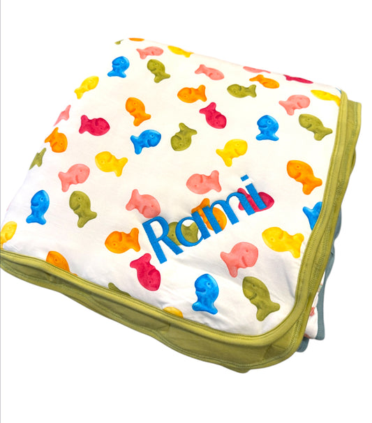 Fish Tank Dreams Personalized Toddler Blanket – Soft Bamboo Comfort