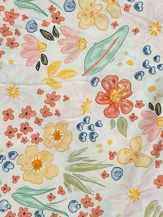 Whimsical Flower Print Bamboo Blanket -Personalized