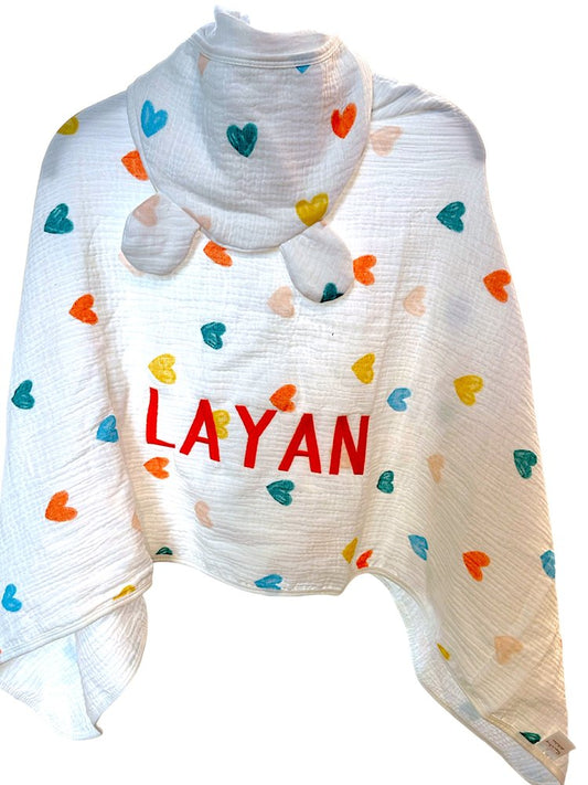 Personalized Girls Hooded Towel Cover-Up – Soft Muslin Cotton