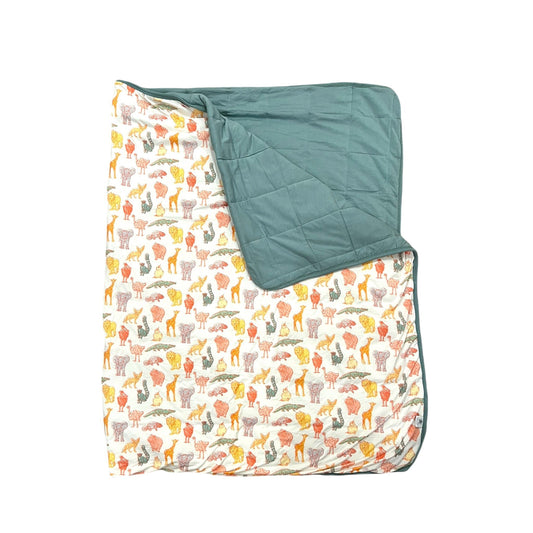 My First Zoo Trip-Toddler Bamboo Blanket – Soft, Warm & Reversible