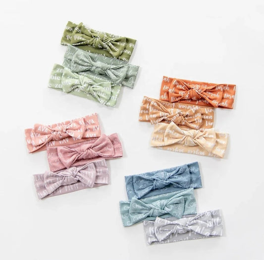 Newborn Baby Bows – 3-Pack Soft Headbands with Personalization
