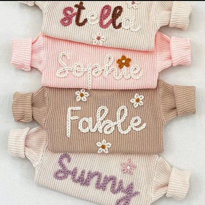 Hand Embroidered Personalized Baby Sweaters – Wool & Cashmere