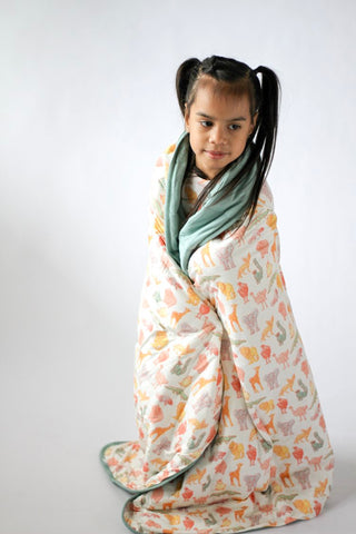 My First Zoo Trip-Toddler Bamboo Blanket – Soft, Warm & Reversible