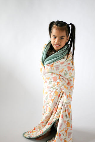 My First Zoo Trip-Toddler Bamboo Blanket – Soft, Warm & Reversible