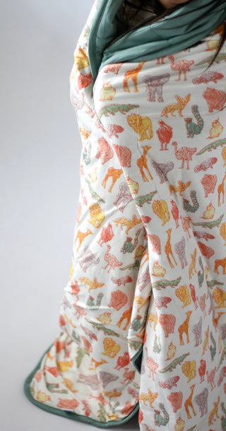 My First Zoo Trip-Toddler Bamboo Blanket – Soft, Warm & Reversible